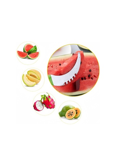 Karpuz Dilimleme Kesici Paslanmaz Çelik Renk Kaymaz Plastik Sarma Kolu Zarar Vermez Eller Kavun Mutfak Meyve Kesme Aleti Yeşil
