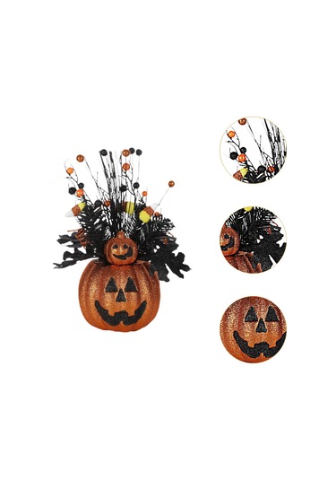 Homyl Cadılar Bayramı Heykelciği Balkabağı Saksı Heykeli 28cmx25cmx38cm