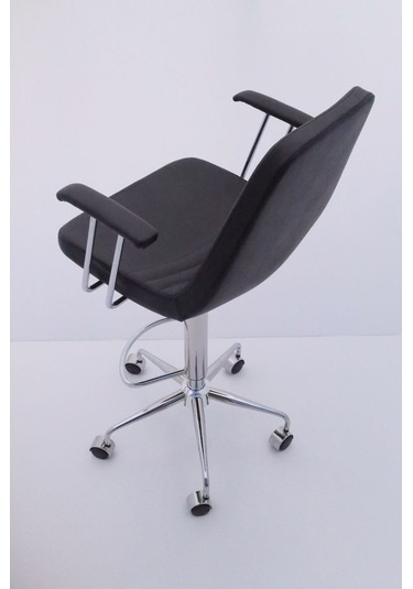 Rose Siyah Deri Tekerlekli Yüksek Bar Sandalyesi Çok Renkli