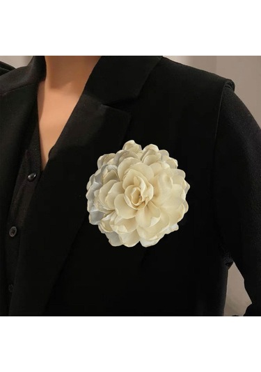 Homyl Kadınlar Için Çiçek Broş Rozeti Büyük Dans Ziyafeti Bej