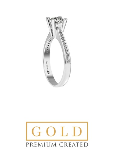 Beyaz Altın Sertifikalı Premium Created Taşlı 0.84 Ct Effect Tektaş Yüzük Beyaz