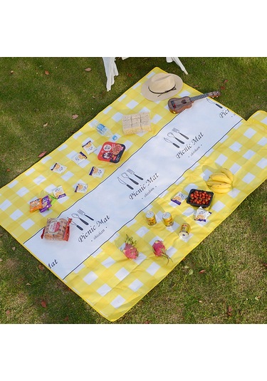 Maiyame Nordik Desenli Kalın Oxford Kumaşlı Katlanabilir, Taşınabilir, Islaklığa Dayanıklı Dış Mekan Piknik Battaniyesi Sarı 150x200 Cm Çok Renkli