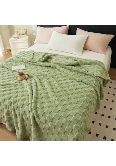 Çimen Yeşili Yatak Battaniyeleri Yumuşak Rahat Rahat Katı Siyah Kadife Atmak Battaniye Kanepe Taşınabilir Seyahat Flanel Battaniye Kapağı 100 150cm