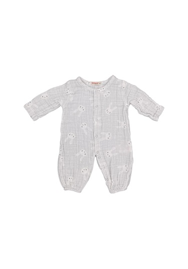 Beberotti Baskılı Organik Bebek Tulumu 259 Gri
