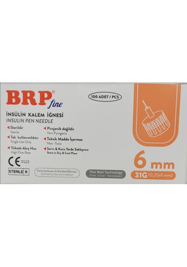BRP İNSÜLİN KALEM İĞNESİ 6MM 31G - 100 ADET
