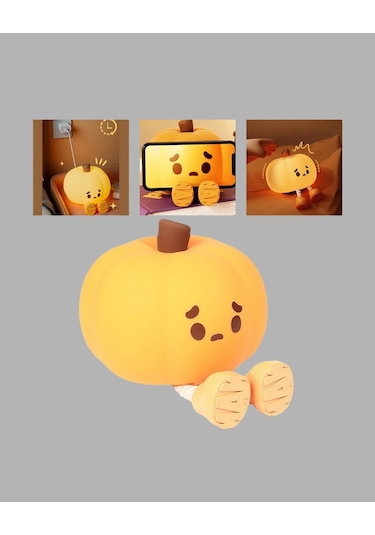 Pumpkin Led Gece Lambası Üç Kademeli Işık Ayarlı Sarı