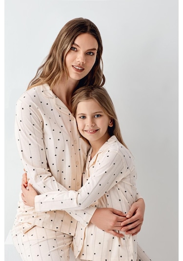 Arnetta Kız Çocuk Gömlek Pijama Krem-1719 KREM
