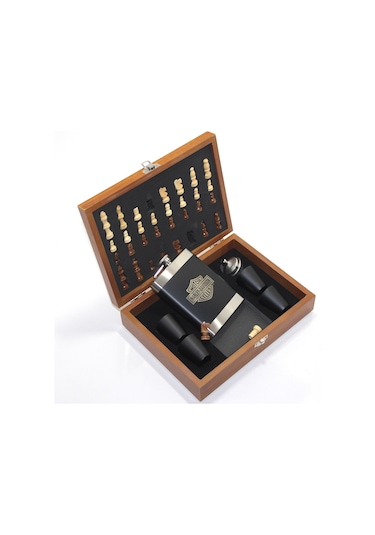 Ahşap Kutulu Satrançlı Matara Seti