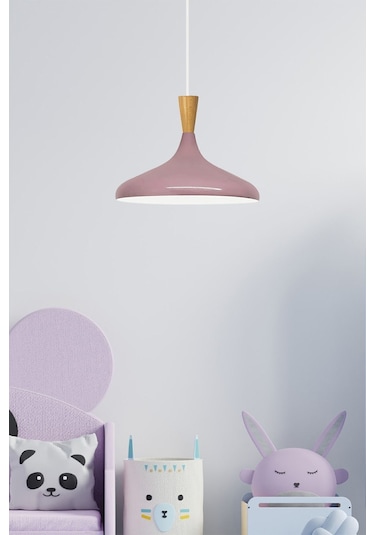 Champion Lila Ahşap Huni Tekli Avize Sarkıt Salon Mutfak Cafe Butik Lamba Aydınlatma Avizeler Lila