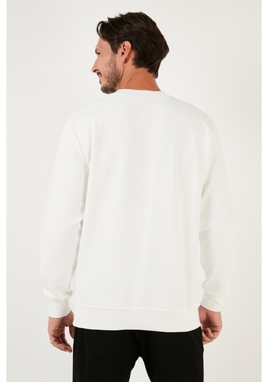 Buratti Pamuklu Bisiklet Yaka Regular Fit Basic Erkek Sweat 5905521 Ekru