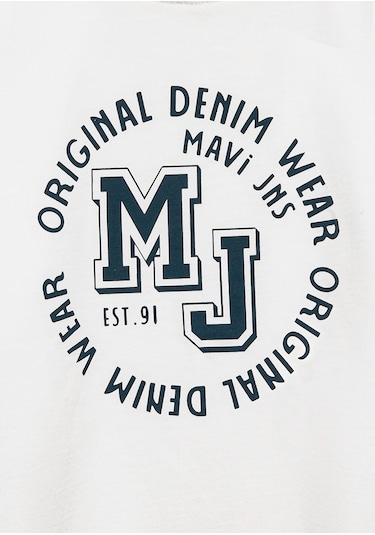 Mavi - Mj Logo Baskılı Ekru Tişört 6610395-70057 Ekru