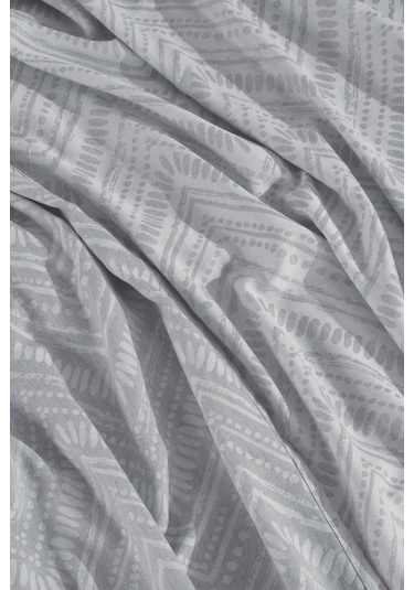 Elart Petra Keten Görünümlü Yatak Örtüsü Seti 3 Parça Çift Kişilik Gri