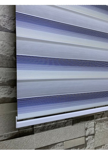 Mavi Gri Mini Plise Zebra Perde Tüm Ölçülerde