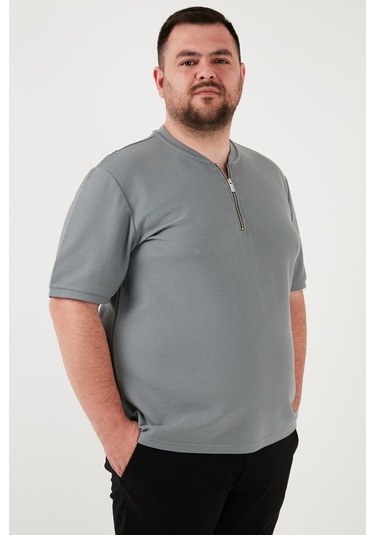 Buratti Büyük Beden Pamuklu Regular Fit Erkek T Shirt 5902653B Açık Haki