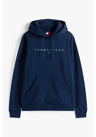 Erkek Regular Fit Yazı Baskılı Kapüşonlu Sweatshirt - Lacivert Dark Night Navy Multi