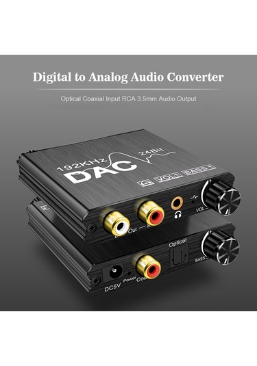 Samdoo Ay106 Dijital-analog Ses Dönüştürücü, Optik/coaksiyel Giriş, Bass Ayarı, Metal Kasa, 32-192khz Örnekleme Hızı