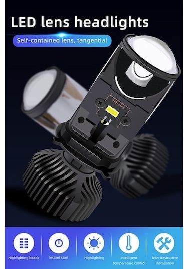 Gorgeous 60 W/çift Lamba H4 Led Mini Projektör Lens Otomobil Ampul 8000lm Dönüşüm Kiti Hi/lo Işın Far Rhd Lhd Sağ Siyah