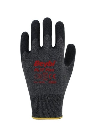 Beybi Pl17 Flex 10 Beden Siyah Polyesyter Likralı İpten Örülmüş Lateks Kaplı 12li Paket