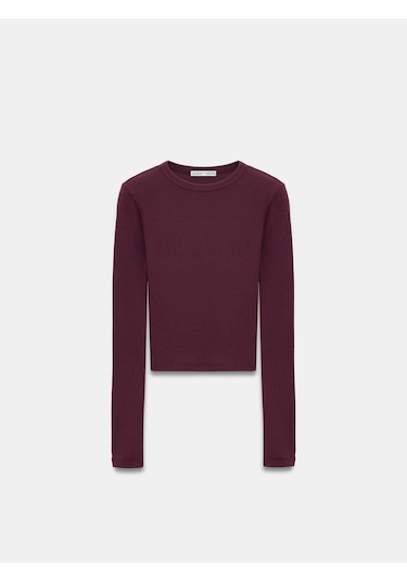 Dilvin 32319 Modal Karışımlı Uzun Kollu Top-bordo-12109 Bordo