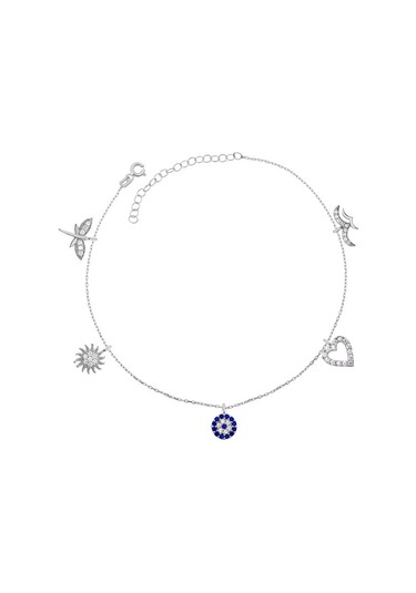 925 Ayar Gümüş Şans Kadın Halhal Çok Renkli