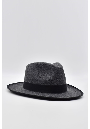 Vintage Erkek Fedora Fötr Şapka Panama İngiliz Trilby Kasket Gri - Gri