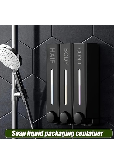 Bosphorusboutique02 Siyah B 350ml Duvar Montaj Sabun Dağıtıcı, 3 Adet, Otel/banyo/mutfak, El Yıkama, Duş Jeli/şampuan, Delme İzleri Olmadan Kurulum, Ev Kullanımı Siyah