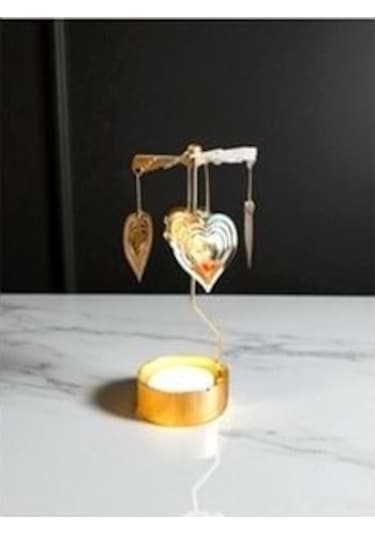 Isı İle Dönen Mumluk Kalp Ve Love Modeli, Romantik Dekor