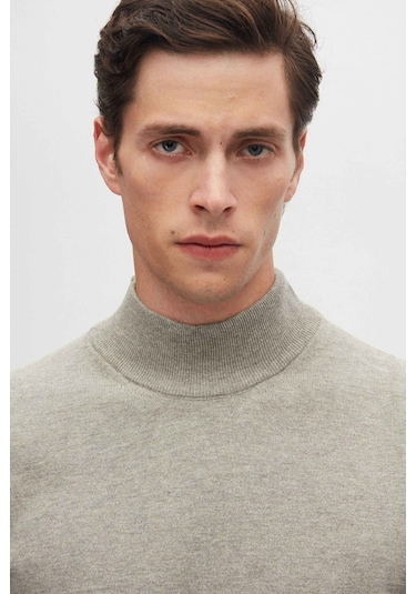 Ds Damat Regular Fit Gri Pamuk Karışımlı Yarım Balıkçı Triko Kazak 5hf06ort16275 Gri