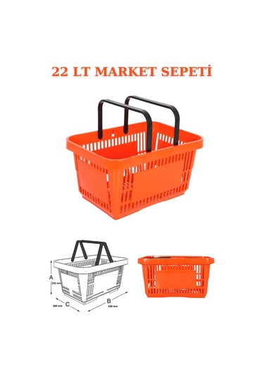 1 adet 22Litre Market ve Alışveriş Sepeti, Saplı Market Sepeti T
