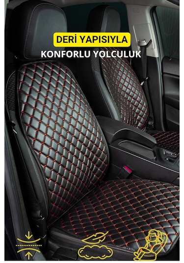 Deri-vinil Oto Minder Seti Kırmızı 7 Parça