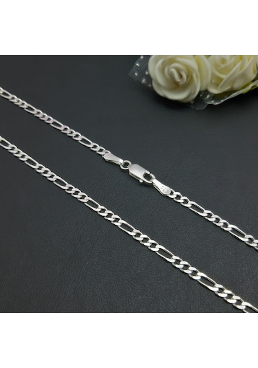 Bir Gümüş Aşkı 925 Ayar Gümüş 3 MM Figaro Model Erkek Zincir Kolye
