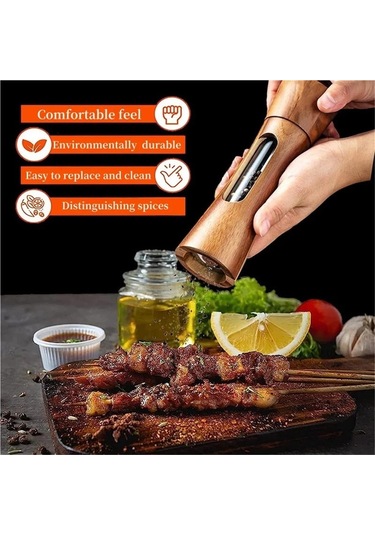 Jialan Ahşap Manuel Tuz Ve Karabiber Öğütücü Taban Seti Ahşap