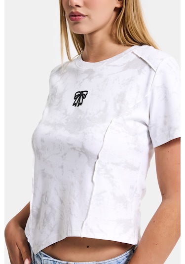 Itsbasic Kadın Beyaz W5 Özel Kumaş Elastan Crop Top