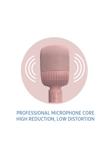 Ranyeek Kulaklık Ve Hoparlör Birleşik Mikrofon Zx-500: Kablosuz Bluetooth, Usb Şarjlı, Telefon İle Karaoke, Yüksek Kaliteli Ses, Kayıt Fonksiyonu Pembe