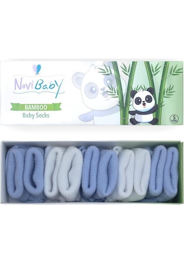 Novibaby 5'li Bambu Yenidoğan Bebek Çorabı I Bluemy I 0-6 ay "Karışık Renkli"
