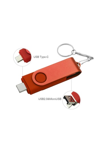 3 In 1 Otg Metal Usb Flash Sürücü Pendrive Usb Sopa Tipi C/mikro Usb Kalem Red 8gb Diğer