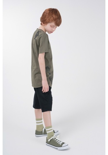 Brz Kids Baskılı Erkek Çocuk Kısa Kollu T-Shirt Haki