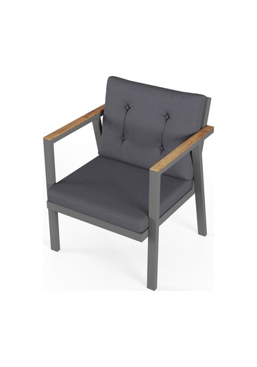 Sierra 2+1+1 Metal İskeletli Suya Dayanıklı Bahçe Balkon Mobilya Takımı Cafe, Salon Koltuk Takımı Antrasit