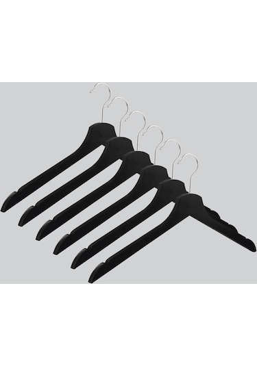 Nyn Ahşap Elbise Gömlek Askısı Siyah Renk 6 Adet Siyah