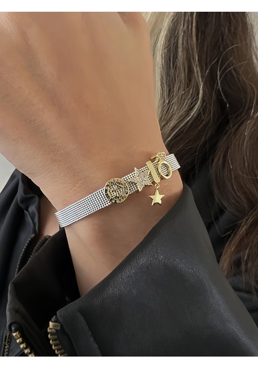 Eva Takı Store Mesh Charm Yıldız Yüzük Çelik Bileklik Gümüş