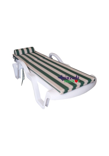 Mirzademarket Şezlong Minderi Lüks Su Geçirmez Kumaş Fermuarlı-Yeşil Krem