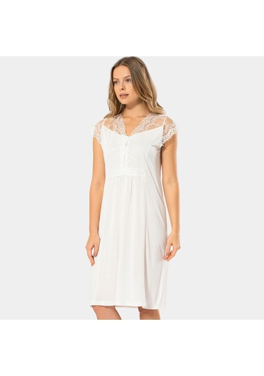 Türen 3296 Kadın Lohusa Gecelik Krem