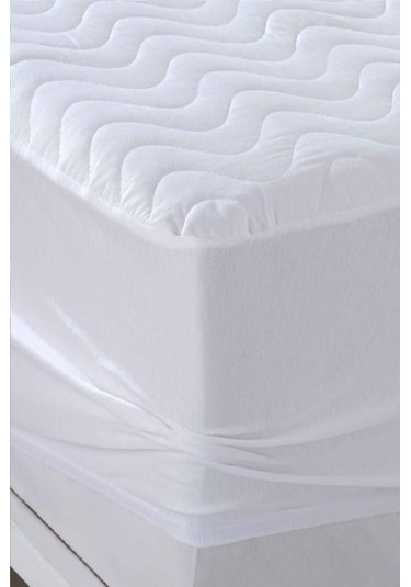 Evony Fitted Kapitoneli Alez 220x200 Cm Çift Kişilik Sıvı Geçirmez Çarşaf Beyaz