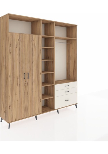 Hyperion Dolap 9 Raflı 3 Çekmeceli 2 Askılı 220x44x243 Çam-çam/aytaşı Atlas Çam/aytası