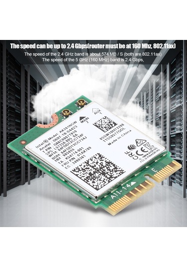 Yuntech01 Ax201ngw M.2 Cnvio2 Ağ Kartı, Wifi6 2.4 Gbps, Bluetooth 5.0, 2.4/5 Ghz Çift Bant, Sadece Windows 10 X64