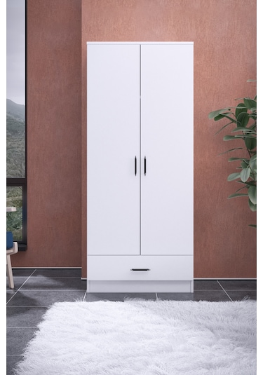 Gubimo 2 Kapıl 1 Çekmeceli Beyaz Gardırop /179cm 76cm 45cm