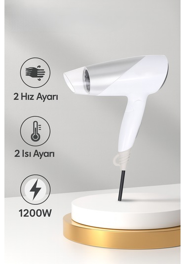 Myblack 1200w Güçlü Ve Katlanabilir Uzun Süre Kullanılabilir Seyahat Tipi Saç Kurutma Makinesi