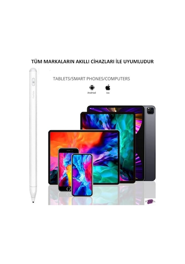 iPad Uyumlu 10.2 2021 (9.Nesil) Eğime Duyarlı Şarjlı Stylus Kalem