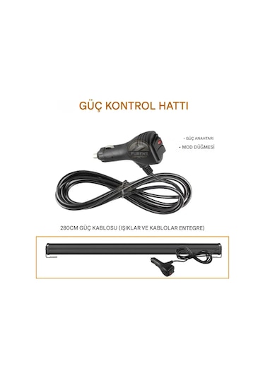 Turuncu Tepe Çakar Bar Led 90cm 12-24v Off Road Çekici Traktör İkaz Lambası Çakar 17 Modlu