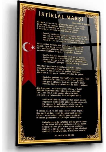 Nw Özel Istiklal Marşı Cam Tablo
